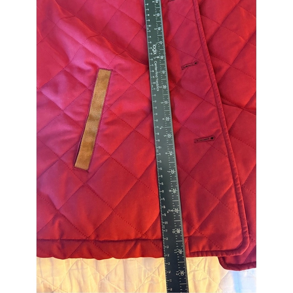 Orvis Quilted Barn Chore Jacket Red Faux Suede Collar Paisley Lined - Picture 10 of 10